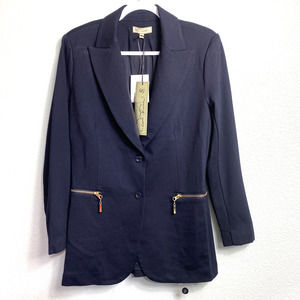 DG2 by Diane Gilman Women's Navy Blue Blazer Lined